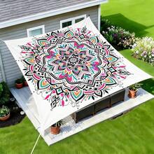 1pc Mandala Geometric Print Square Sun Shade Sail, Suitable For Yard, Pool, Villa Courtyard, Outdoor Leisure Area, Outdoor Sun Shade Sail, Beach Umbrella, Outdoor Sun Shade Cloth, Beach Canopy, Beach Tent, Patio Sun Shade, Outdoor Gazebo, Gazebo - Bohemia C - View 44