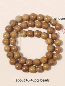 1 Untai Manik-manik Kayu Bulat Berbentuk Renda, Batu Akik dan Rhodonit Alami, Aksesori Lepas untuk Pembuatan Perhiasan, Gelang, Kalung, DIY 4 6 8 10mm - MultiWarna - View 14