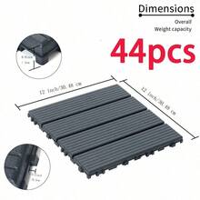 44 Pack Plastic Interlocking Deck Tiles, 30.48X30.48X2.03 Cm Waterproof Outdoor Patio Tiles, Easy Click Lock Installation For Poolside, Balcony, Backyard - Brown-xbk(44 Pack) - View 8