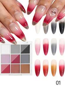 Set Bubuk Padat Nail Art 9 Warna, Hasil Akhir Cat Eye dan Aurora, Tekstur Mengkilap, Tanpa Bau dengan Efek Gradien DIY untuk Desain Kuku Kreatif, Hadiah Sempurna - MultiWarna - View 9
