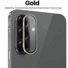 1件 適用於 Galaxy A56/A36/A26 水鑽金屬一體式鏡頭保護膜 鋼化玻璃相機保護膜 彩色/銀色/黑色/粉色/紫色/藍色/金色 鏡頭保護膜 防摔防刮 - 彩色 - 查看 7