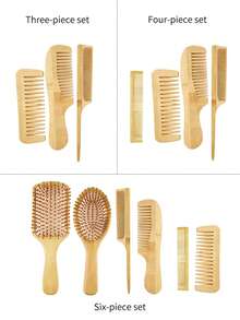 1 Set handgefertigtes Bambus-Antistatik-Kammset, natürlicher Bambuskamm, unisex, geeignet für Haar- und Bartpflege, kann für Lockenstyling und -formung verwendet werden, Geschenk für Frauen, Brautjungferngeschenk, Lehrergeschenk - Verschiedenfarbig - Übersicht 5