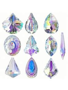 10pcs Colorful Crystal Pendant Lights, Prism Hanging Glass Decor Parts, Sun Catcher, Home/Car Decoration - 10-piece Colored Pendant - View 9