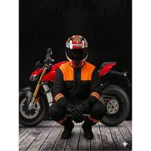 Waterproof Overalls For Motorcyclists And Cyclists, Men And Women, Reflective Waterproof Overalls - 橘色 - 查看 4