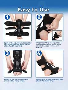 1pc Adjustable Night Splint For Plantar Fasciitis And Foot Drop - Elastic Support Comfortable Fit, One Size Fits Most - Multicolor - View 8