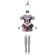 Halloween Women Creepy Clown Costume Adult Circus Freakshow Scary Killer Clown Dress Jumpsuit Cosplay For Costume Party Without Stockings - 黑色 - 查看 3