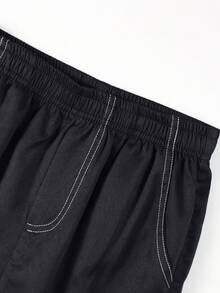 1pc Boys' American Streetwear College Style Sports Multi-Pocket Straight Leg Casual Long Pants - Black - View 6