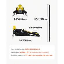 Gato de Piso de Perfil Bajo 1,5 tonelada 585x250x137mm Gato de Carretilla Bajo Perfil Bomba Hidráulica Doble Herramienta de Elevación Baja, Material de Aluminio y Acero Amplio Rango de Elevación - A - Ver 12