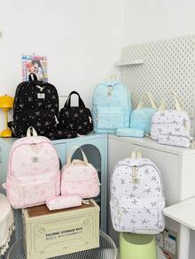 1 Set Back To School Backpack Set - College Style Bow/Polka Dot Pattern, Includes Backpack, Lunch Bag And Pencil Case, With Laptop Compartment, Adjustable Shoulder Straps And Multiple Pockets, Large Capacity School Backpack Set, Multi-Functional Daypack Set, Suitable For Girls/College Students/Graduate Students Daily Use/Vacation/Travel/Back To School - 2327 - View 8