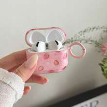 Love-Themed Pink Polka Dot Strawberry Earphone Case With Hanging Ring, Compatible With Airpods 4th Gen, Cute Earphone Cover Compatible With Apple 2nd Gen, 3rd Gen, New Protective Case With Pendant, Airpodspro 3, Korean Style Earphone Case, Pro 2, Girls Earphone Case Protective Cover - Pink - View 3