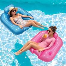 PVC Pearlescent Square Inflatable Lounge Chair Adult Pool Backrest Sofa Float - Multicolor - View 4