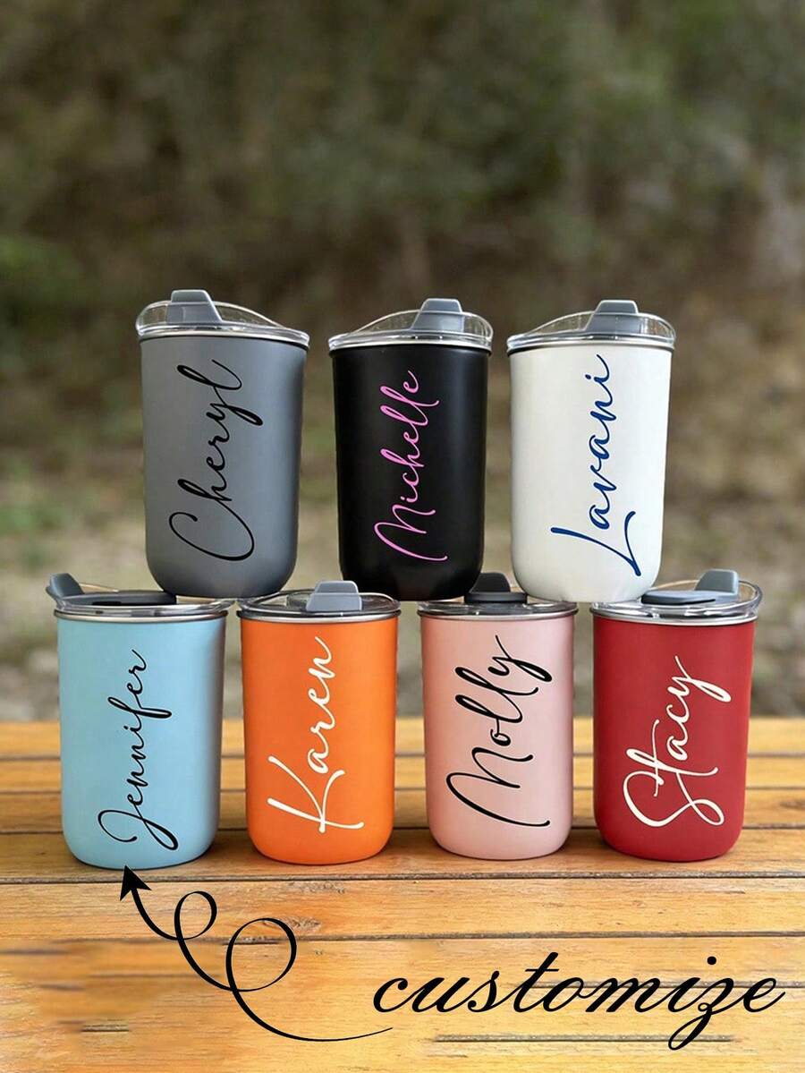 Custom Stainless Steel Travel Mug, Teacher Tumbler, Double Insulated Coffee Mug With Personalised Name Option, Cold Drink Mug | Elegant Mist Finish | Double Insulated, Coffee Mug, ,Reusable,Multi-Functional,Ornamental,Stylish,Exquisite - Multicolor - View 1