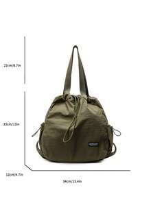 Solid Color Minimalist Shoulder Bag Large Capacity Portable Women's Tote Bag Versatile Style Drawstring Backpack Suitable For Daily School Shopping - Multicolor - View 12