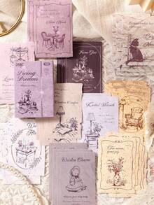 1 Pack 30pcs Vintage Aesthetic Theme Planner Stickers, Creative Art Stickers, DIY Decoration Collage Craft Materials, Holiday Gift, Personalized Scrapbook School Stationery Supplies School Supplies - W.P. - View 4