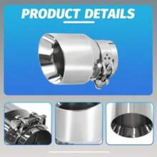 3''Inlet 4''Outlet Tailpipe Trim Tip Exhaust End Pipe Polished Stainless Steel - A - View 5