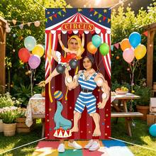 1pc Circus Theme Party Photo Booth Prop, Circus Seal Performance Design, Circus Theme Birthday Photo Prop, Party Universal Photo Backdrop, Indoor Outdoor Photography Photo Backdrop Decoration - Multicolor - View 6