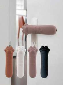 1/4pcs Cute Minimalist Anti-Static High Elastic Silicone Door Handle Protective Covers, 3D Cat Paw Decoration, Non-Slip Cushioning, Suitable For Entry Door, Bathroom And Window Handles, Home Renovation - Multicolor - View 3