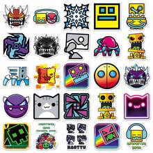 50Pcs Funny Geometry Dash Stickers Scrapbook Aesthetic Stickers Geometry Dash Game Decoration Merch Helmet Stickers Dirt Bike Stickers Vinyl Waterproof Stickers For Water Bottle,Computer,Laptop,Phone,Luggage,Notebook,Fridge - Multicolor - View 5