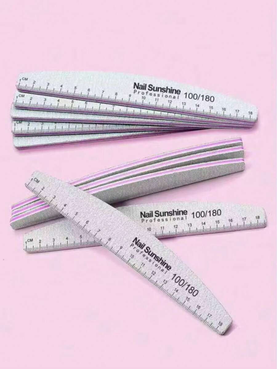 3PCS Half Moon 100/180 Professional Nail File Strips - Grey - View 1