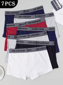 7pcs Cotton Panties Men's Boxer Shorts Sweat Absorbent Breathable Briefs Business Casual Briefs - Multicolor - View 3