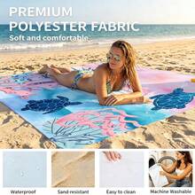1pc 4-7ft Adult Pink-Blue Gradient Blanket, Polyester Quick-Dry Sand-Proof Picnic Mat With Stakes - Compact, Suitable For Travel, Camping, Hiking, Beach Leisure | Colorful Beach Mat | Durable Outdoor Mat, Beach Accessory - Multicolor - View 7