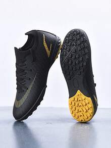 Men's Professional Turf Soccer Shoes, Suitable For Competitive Matches And Daily Training, Lightweight, Durable, Anti-Slip, Quick-Dry Design, Strong Grip, Ankle Protection, Suitable For All-Season Outdoor Sports - Black - View 13