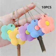 VINCAN Funda de llave con diseño de flor linda, diseño de bloques de colores vibrantes, con cadena de cuentas plateadas (requiere ensamblaje), protector decorativo de identificación de llaves, accesorios de llavero para mujeres, pequeño regalo para hermanas, amantes y amigos - Multicolor - Ver 13