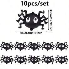 10pcs 19inch Mini Halloween Big Eye Black Spider Foil Balloons, Perfect For Halloween Party Decoration Props - View 5
