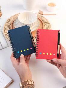 1/2/5 Notebooks With Pen Holder And Random Color Index Tab Stickers, Suitable For Study And Office Use, Random Notebooks, Sticky Notes Set - Multiple Styles - View 7