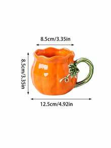 1pc Ceramic Cup, Pumpkin Lace Pattern, Autumn Harvest Pumpkin Coffee Mug, Exquisite, Suitable For Halloween Home Decor And Tableware, Party And Gathering Latte Art Cup, Gift, Holiday Decoration, Restaurant And Cafe Water Cup - Multicolor - View 12