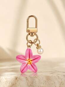 1 pieza/Multi-piezas Colgante de flor de lirio colorida para mujer con incrustación de perla falsa, llavero y adorno para bolso - Multicolor - Ver 11