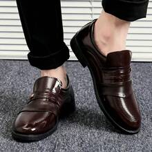 Elegant Black Patent Leather Low Heel Dress Shoes - Sophisticated Design, High-Quality PU Material, Button Closure, Versatile Style - Brown - View 9