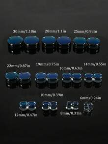 1PC Black AB Gradient Glass Ear Tunnels Plugs Rainbow Round Waist Solid Plug Saddle Expander Stretchers Ear Gauges Weight Piercing Body Jewelry - 1 Piece Of Black Glass Ear Amplifier - View 7
