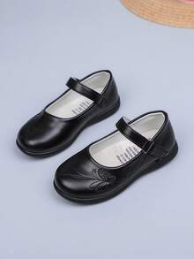 Girls' Formal Mary Jane Shoes With Butterfly Embroidery, Soft Sole, Non-Slip, School Uniform Stage Ballet Shoes - Black - View 21