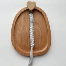 [Estilo de marco de madera con forma de corazón] 1 pieza Cadena de chupete de tela tejida a mano, opciones de varios colores, juguete mordedor de chupete con cordón anti-pérdida - Cadena para chupete con clip de madera en forma de corazón - Ver 10