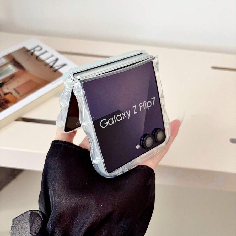 時尚極簡透明波浪軟折疊手機殼 防黃變 防震 全方位保護套 相容 Galaxy Z Flip 7 Flip 6 Flip 5 Flip 4