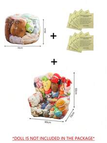 2/3 Pcs Transparent Plush Doll Storage Bean Bag Chair Cover - Waterproof Easy To Clean PVC Plush Doll Storage Bag With Zipper, Transparent Storage Bag And Comfortable Seat, Large Plush Doll Support Chair - Transparent - View 12