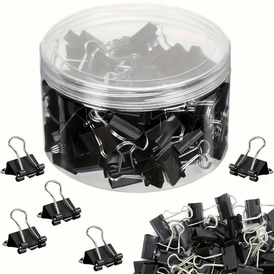 100pcs Medium Binder Clips, 5/8 Inch, Durable Metal Material, Suitable For Office, Classroom And Teachers - 100 Items - View 1
