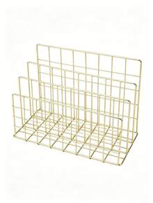 Modern Nordic Style Silver Metal 3-Tier Bookshelf, Office Book Storage Rack With Storage Basket, Fashion Magazine & Newspaper Holder, 10-Slot Desktop Drawer Organizer, Home Office Decor - Multicolor - View 11