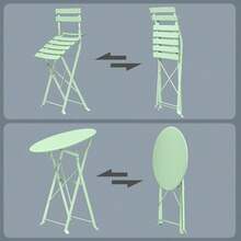 3pcs Folding Bistro Furniture Set For Outdoor Use, Including Table And Chairs For Garden And Balcony - Black - View 7