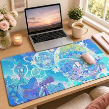 Dreamy Blue Ocean Shark Telescope Cartoon Illustration Desk Mat, Cute Starry Sky Galaxy Large Non-Slip Mouse Pad, Thickened Keyboard Pad, Suitable For Gaming And Office - View 2