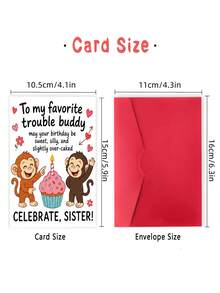 1pc Birthday Card For Friend, Sister – Woman Silhouette Cake Illustration, Sweet Birthday, Thickened, With Envelope - A - View 3