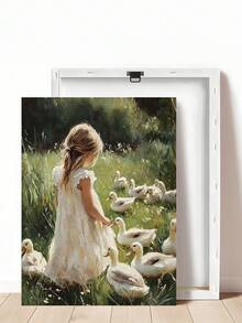 1pc Goose Girl Prints, Rustic Farmhouse Moody Girl With Ducks Painting,Shepherdess Lamb Art, Ideal Gift,Suitable For Bedroom,Living Room,Office,Wall Arts,Wall Decor,Home Decor,Room Decor,Canvas Wall Art,Posters, Wall Art With Frame, Optional Frame ﻿ - 1PCS - View 27