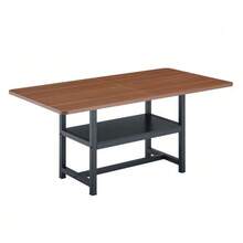 Black Rectangular Dining Table In Industrial Design, 160*90*76 Cm, For 4-6 People, With Multifunctional Storage Shelf, Suitable For Living Room, Kitchen And Dining Area. - Natural Color - View 7