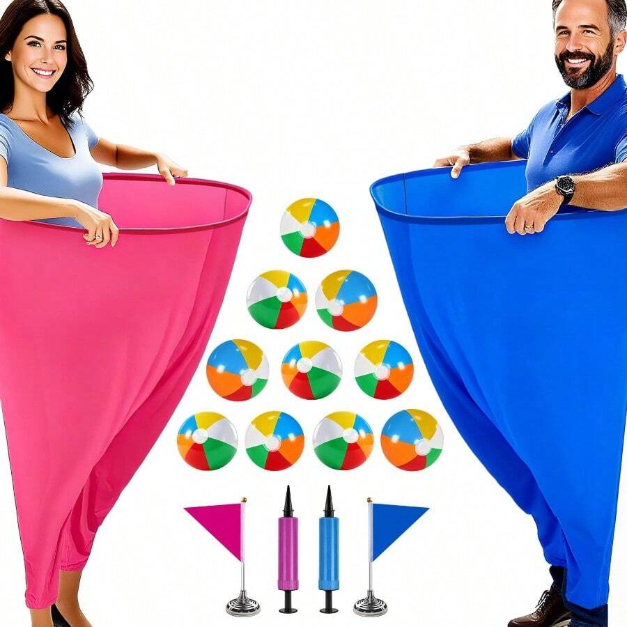Granny Pants Yard Game For Adults (40 In * 31.5 In),2Pcs Granny Pants Outdoor Games With 10 Bouncy Balls,2 Pumps & Flags, Granny Pants Game For Family Carnival Party Reunion Gathering(Large) - Large - View 1