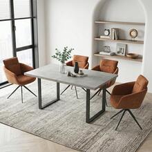 jiexi Extendable Dining Table And 4-6 Chair Set, 130-170cm Grey MDF Dining Table With Brown Teddy Fabric Dining Chairs With Metal Legs For Kitchen, Living Room - Brown - View 8