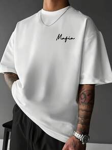 Men's Street Style Crew Neck T Shirt,With A Bold3D Geometric Pattern Print - Polyester Knitted Fabric,Loose Fit And Slight Elasticity Make It Suitable - 黑色 - 查看 11