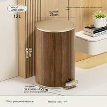 Household Pedal-Operated High-End Bathroom Toilet Trash Can, Large Capacity With Lid Kitchen Garbage Bin - Imitation Wood Grain Footrest - View 14