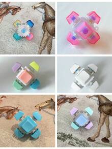 1/6pcs Stress Relief Toy Keyboard Clicker Mechanical Key Switch Cube Adult Fidget Gift For Time Killing (Chain Color And Style Random) - Multicolor - View 9