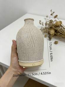 ellestfun 1pc USB 5V 80ml Resin Ultrasonic Essential Oil Diffuser, Suitable For Small Rooms Aromatherapy Humidifier And Diffuser - Beige - View 3